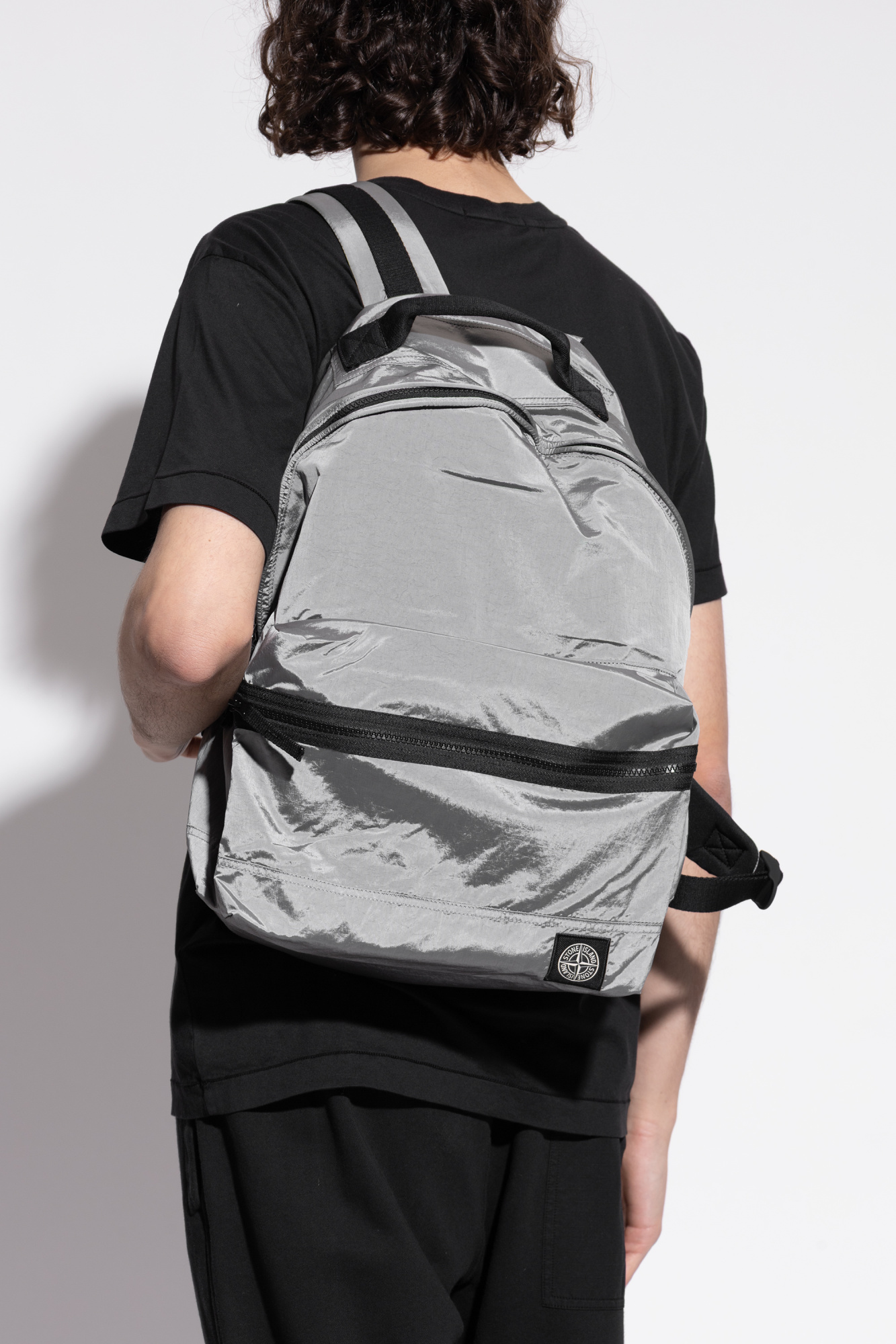 Grey Backpack with a logo patch Stone Island - Vitkac Canada